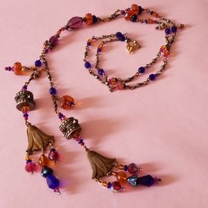 Vintage sterling long beaded lariat necklace!